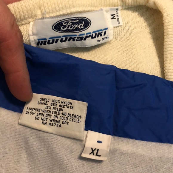 Vintage FORD MOTOR Size XL Blue Windbreaker Lined Snapfront Embroidered Logo NEW - Picture 9 of 10